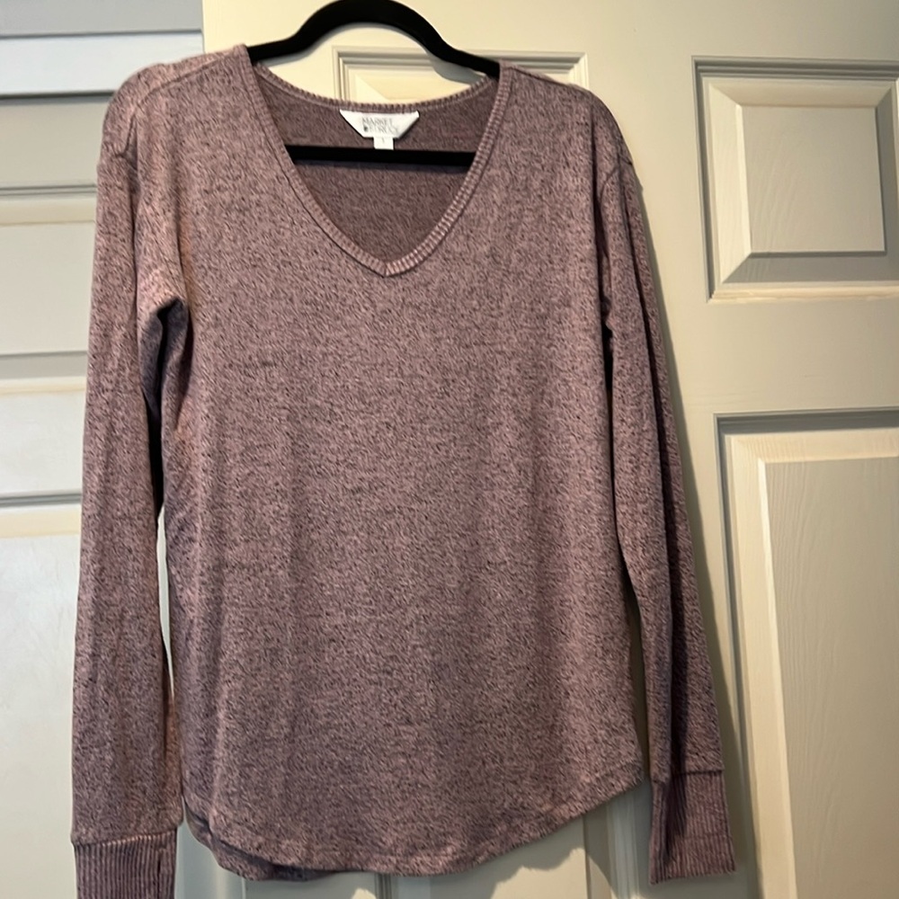 Market and Spruce Brushed Knit Shelly V- Neck Top Size S
